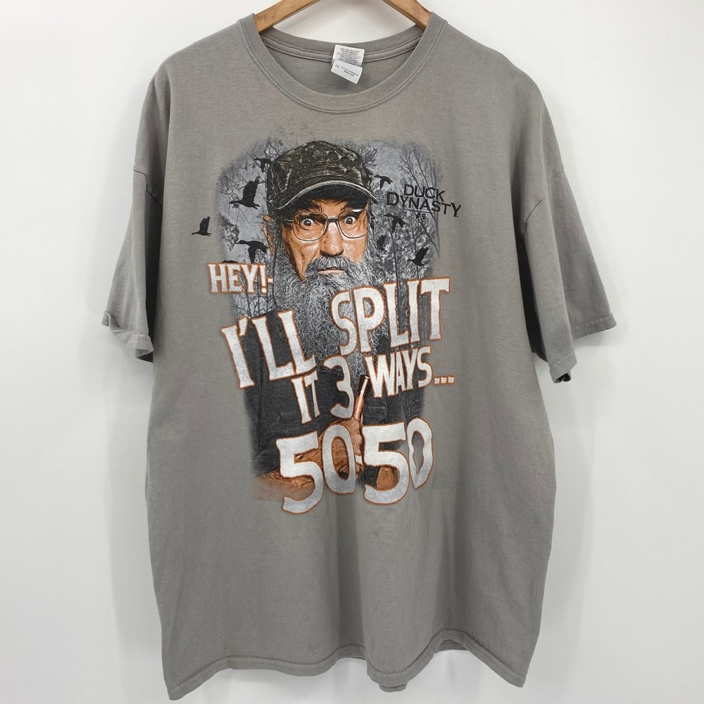 Duck Dynasty Phil Robertson Hey I'll Split It 3 Ways 5050‎ T Shirt Mens 2XL Gray